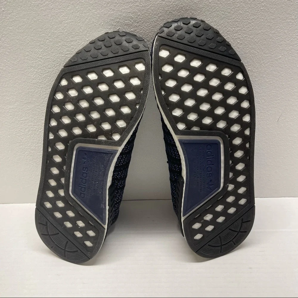 Adidas NMD R1 Primeknit Indigo Stripe Sneakers Sz 11